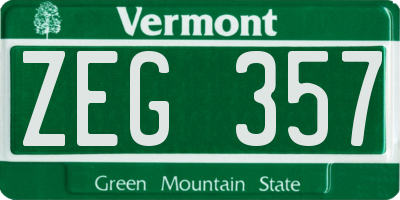 VT license plate ZEG357
