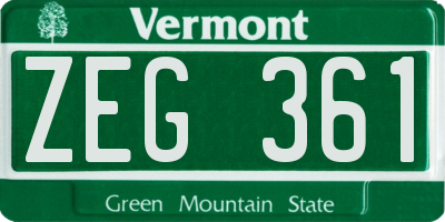 VT license plate ZEG361