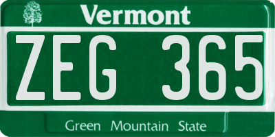 VT license plate ZEG365