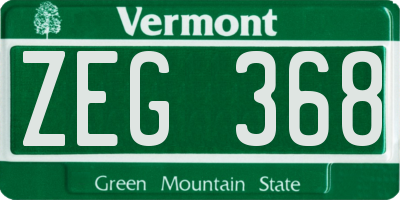 VT license plate ZEG368