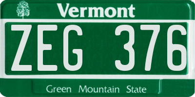 VT license plate ZEG376