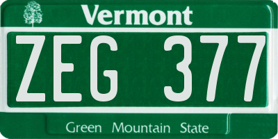 VT license plate ZEG377