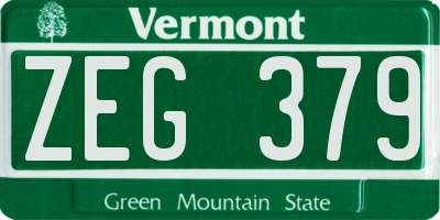 VT license plate ZEG379