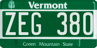 VT license plate ZEG380