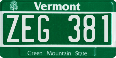 VT license plate ZEG381