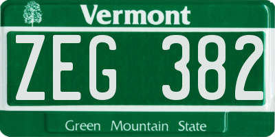 VT license plate ZEG382