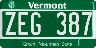 VT license plate ZEG387