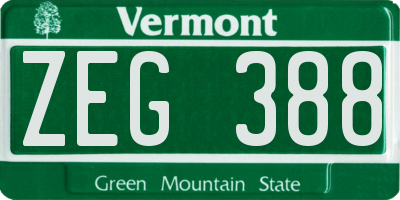 VT license plate ZEG388