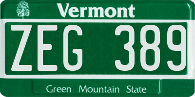 VT license plate ZEG389