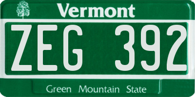 VT license plate ZEG392