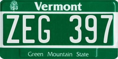VT license plate ZEG397