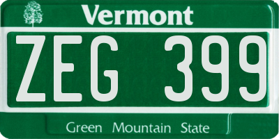 VT license plate ZEG399
