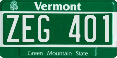 VT license plate ZEG401