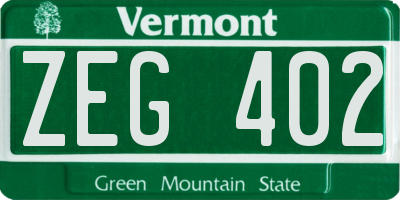 VT license plate ZEG402