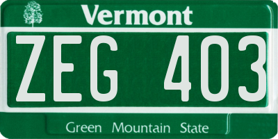 VT license plate ZEG403