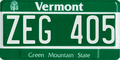VT license plate ZEG405