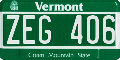 VT license plate ZEG406