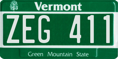 VT license plate ZEG411