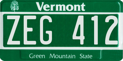 VT license plate ZEG412