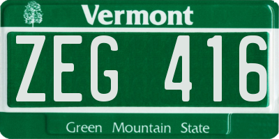 VT license plate ZEG416