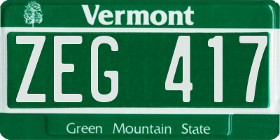 VT license plate ZEG417