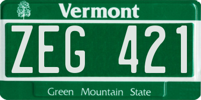 VT license plate ZEG421