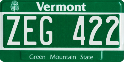 VT license plate ZEG422