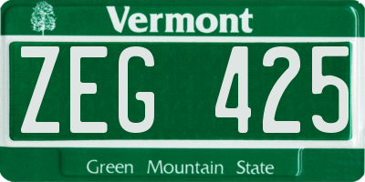 VT license plate ZEG425