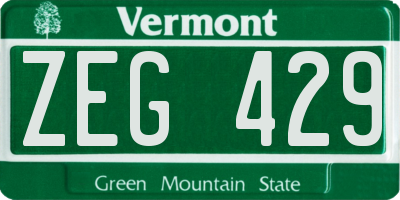 VT license plate ZEG429