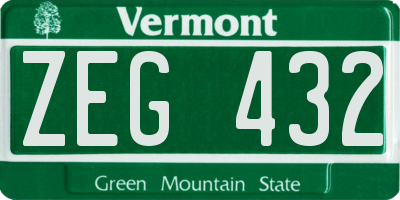 VT license plate ZEG432