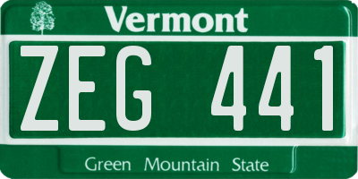 VT license plate ZEG441