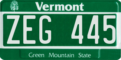 VT license plate ZEG445