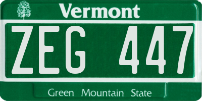 VT license plate ZEG447