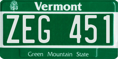 VT license plate ZEG451