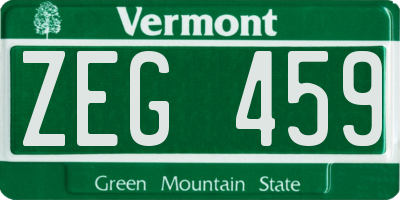 VT license plate ZEG459