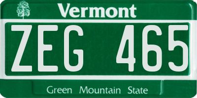 VT license plate ZEG465