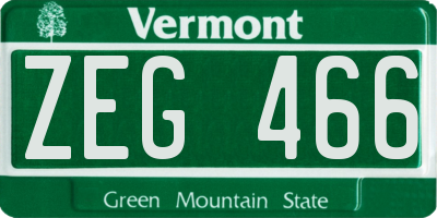 VT license plate ZEG466