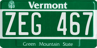 VT license plate ZEG467