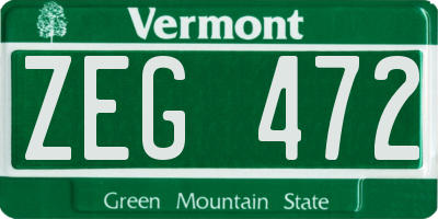 VT license plate ZEG472