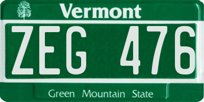 VT license plate ZEG476