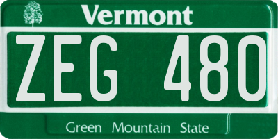 VT license plate ZEG480