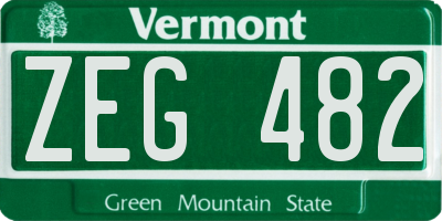 VT license plate ZEG482