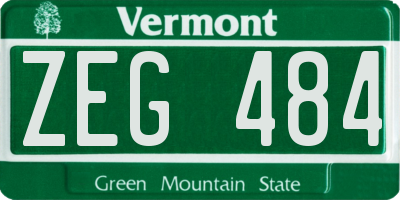 VT license plate ZEG484