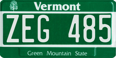 VT license plate ZEG485