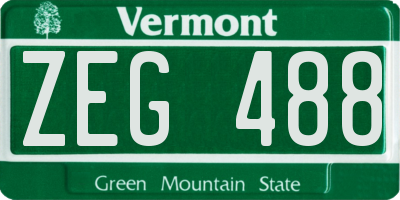 VT license plate ZEG488