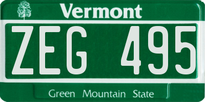 VT license plate ZEG495