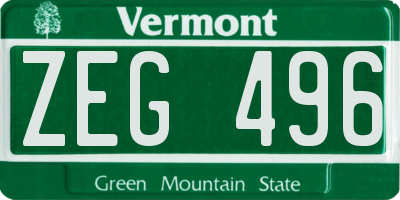VT license plate ZEG496