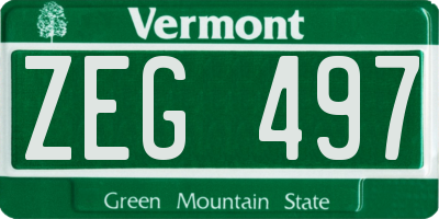 VT license plate ZEG497