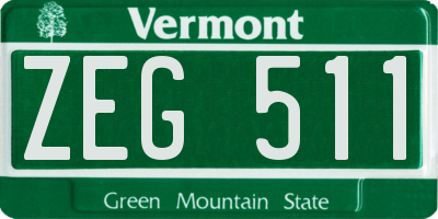 VT license plate ZEG511