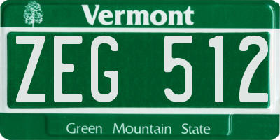 VT license plate ZEG512